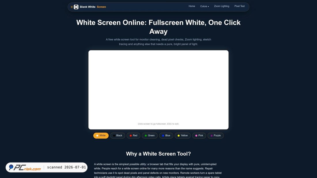 Screenshot of blankwhitescreen.dev