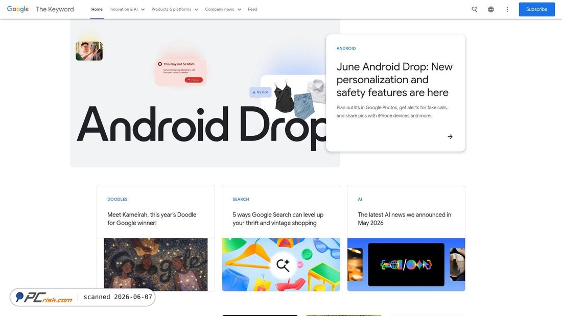 Screenshot of blog.google