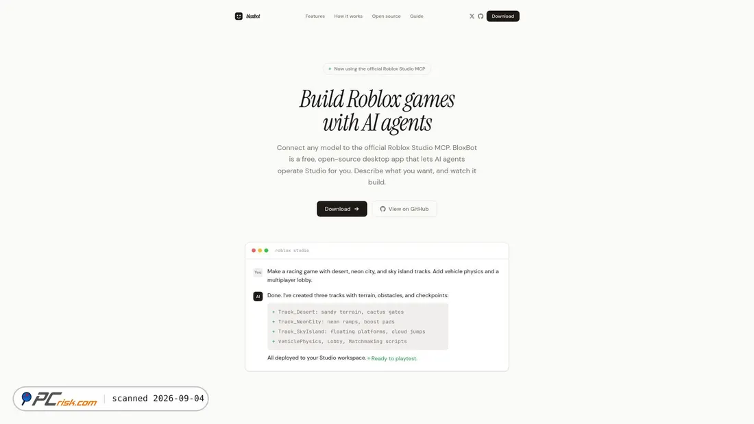 Captura de pantalla de bloxbot.ai