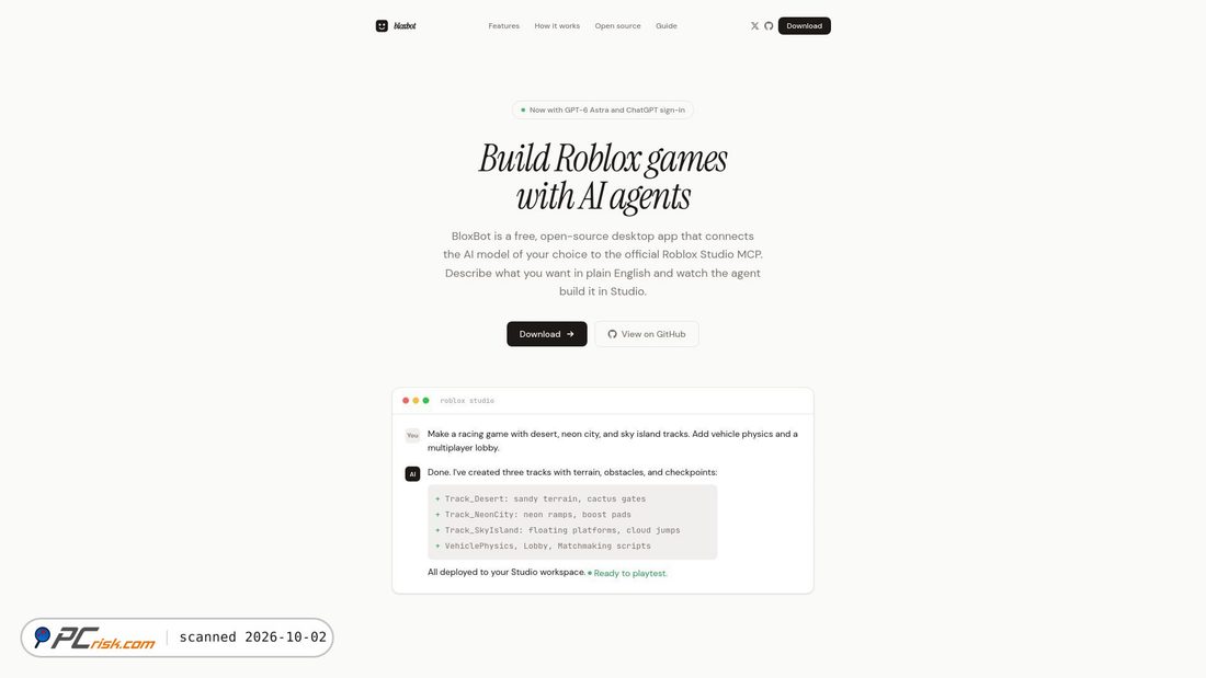 Zrzut ekranu bloxbot.ai