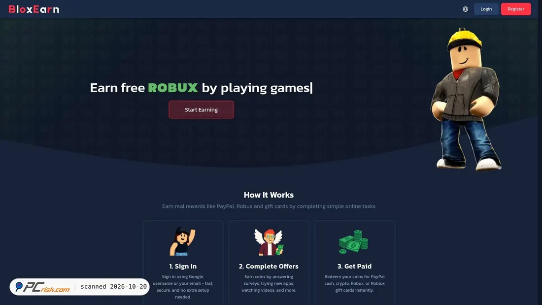 Screenshot von bloxearn.com