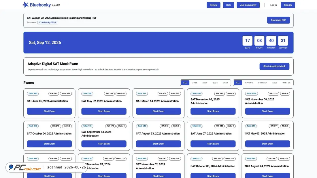 Screenshot von bluebooky.com
