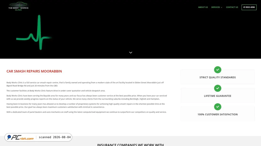 Screenshot of bodyworksclinic.com.au