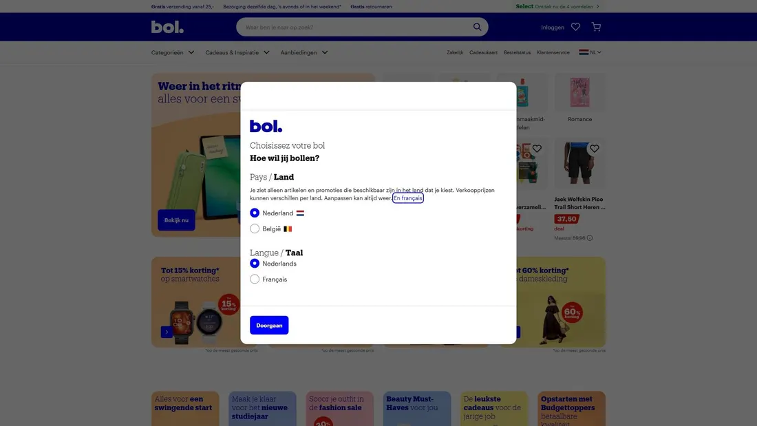 Capture d’écran de bol.com