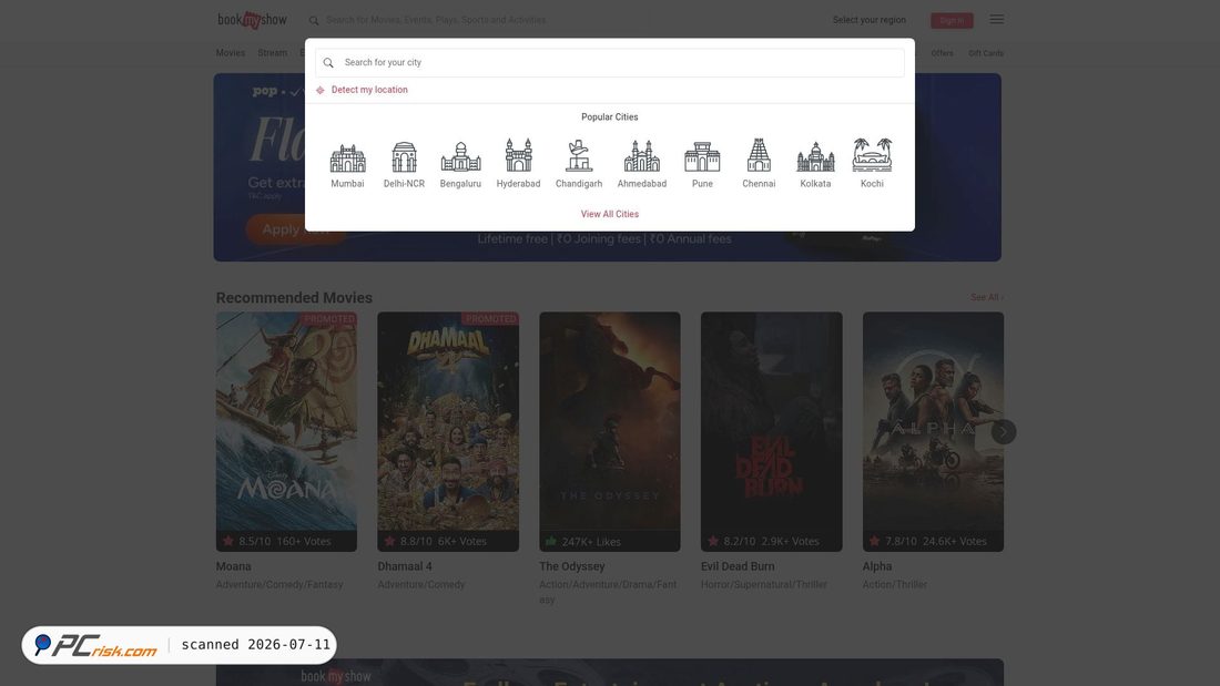 Screenshot di bookmyshow.com