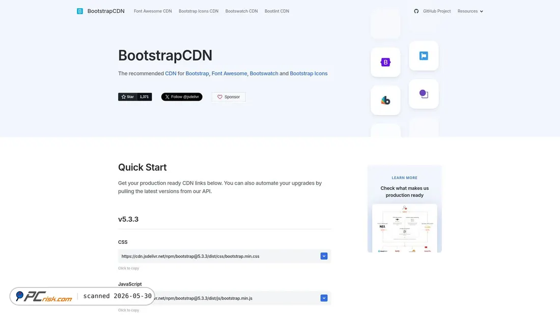Screenshot of bootstrapcdn.com