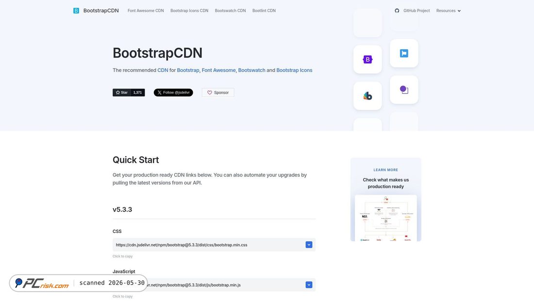 Screenshot von bootstrapcdn.com
