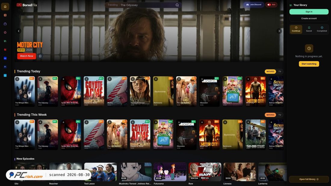 Screenshot van boredflix.tv