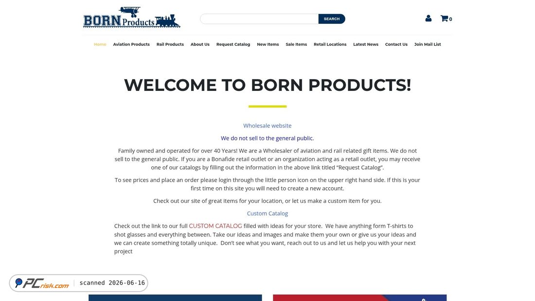 Screenshot of bornproducts.com