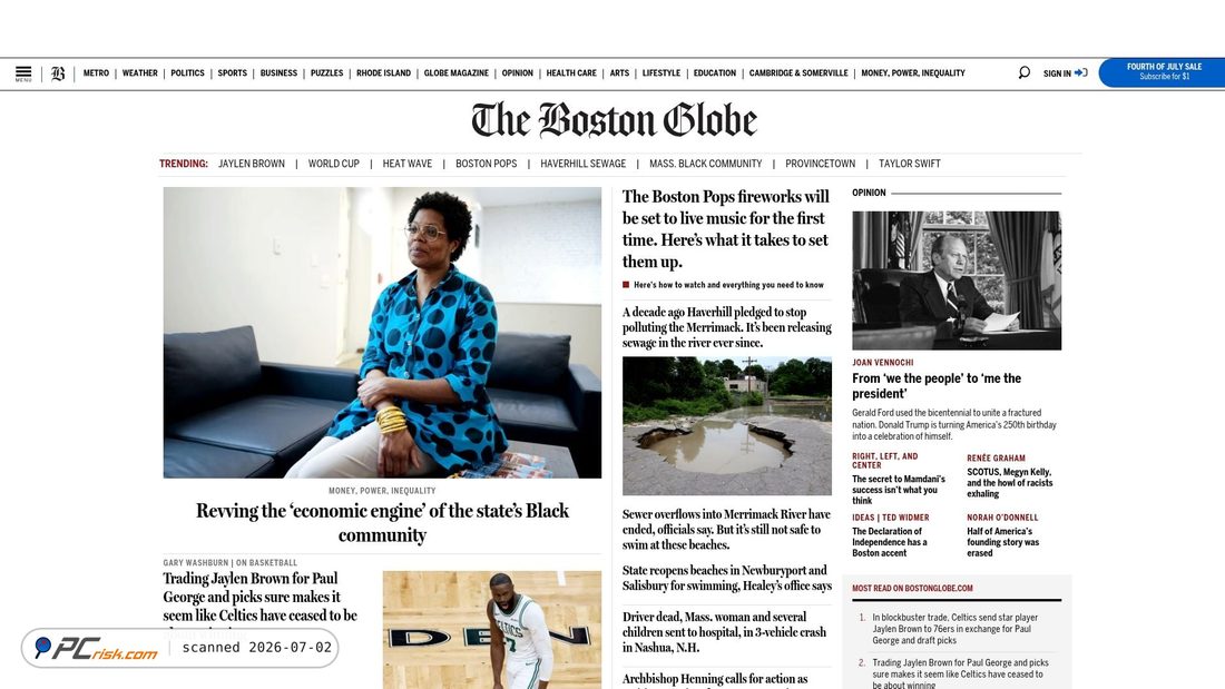 Screenshot of bostonglobe.com