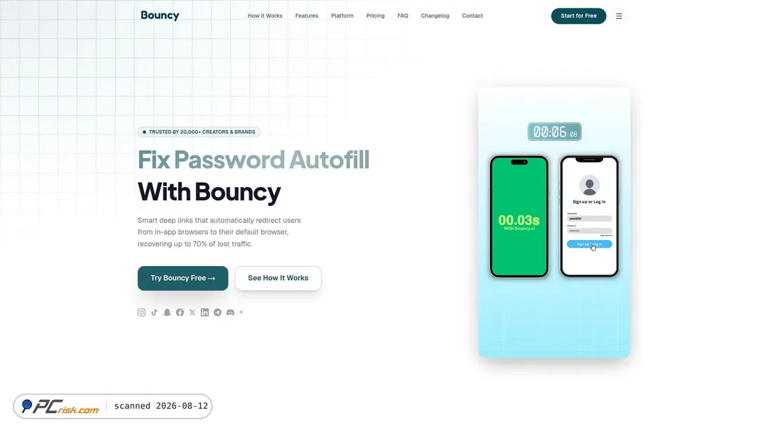 Screenshot von bouncy.ai
