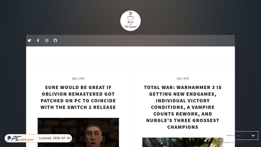 Screenshot von boxofwhisper.com
