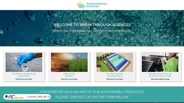 Zrzut ekranu breakthroughsciences.global