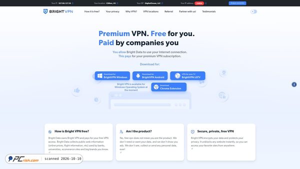 Zrzut ekranu brightvpn.com