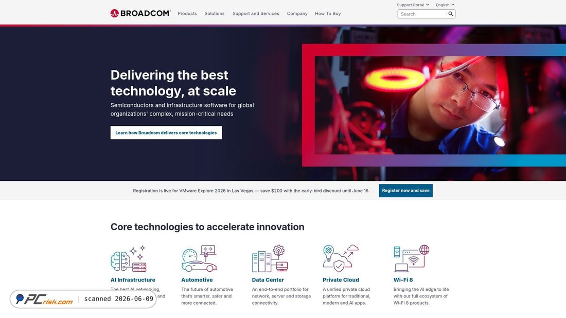 Screenshot of broadcom.com