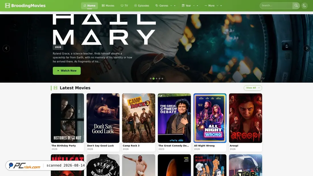 Screenshot of broodingmovies.com