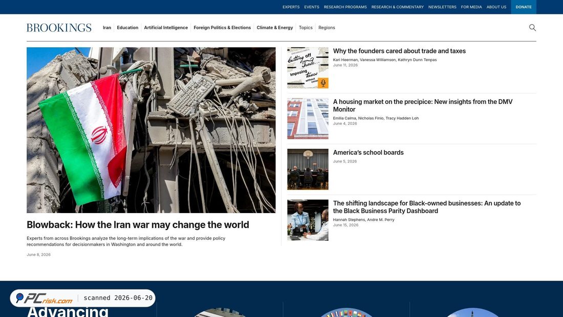 Screenshot of brookings.edu