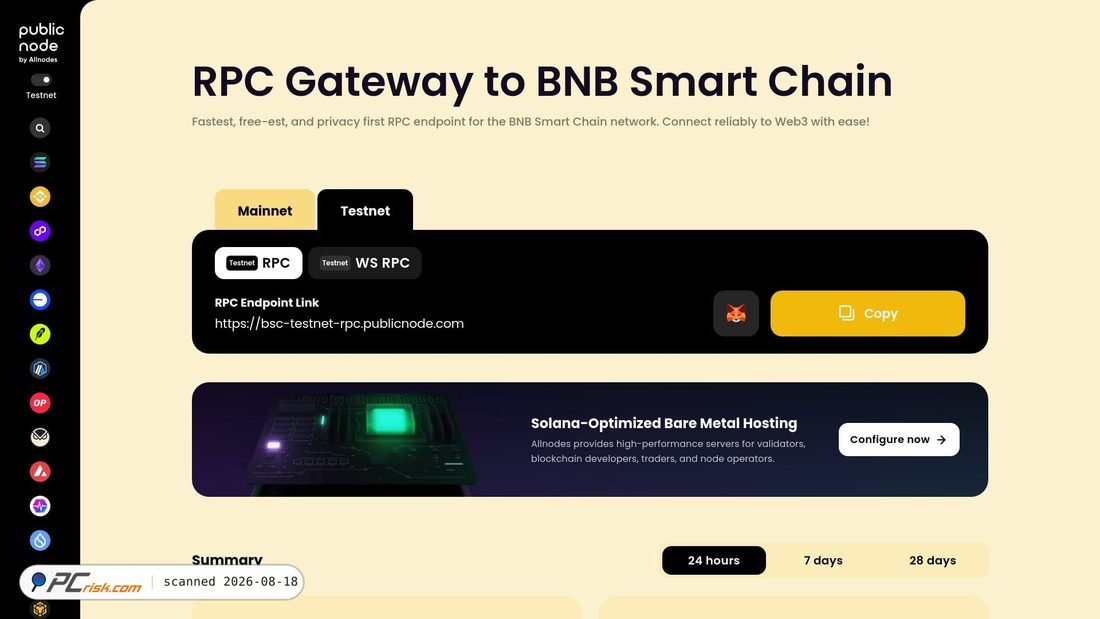 Screenshot von bsc-testnet-rpc.publicnode.com