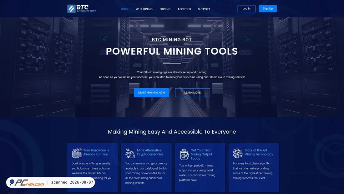 Screenshot of btcminebot.com
