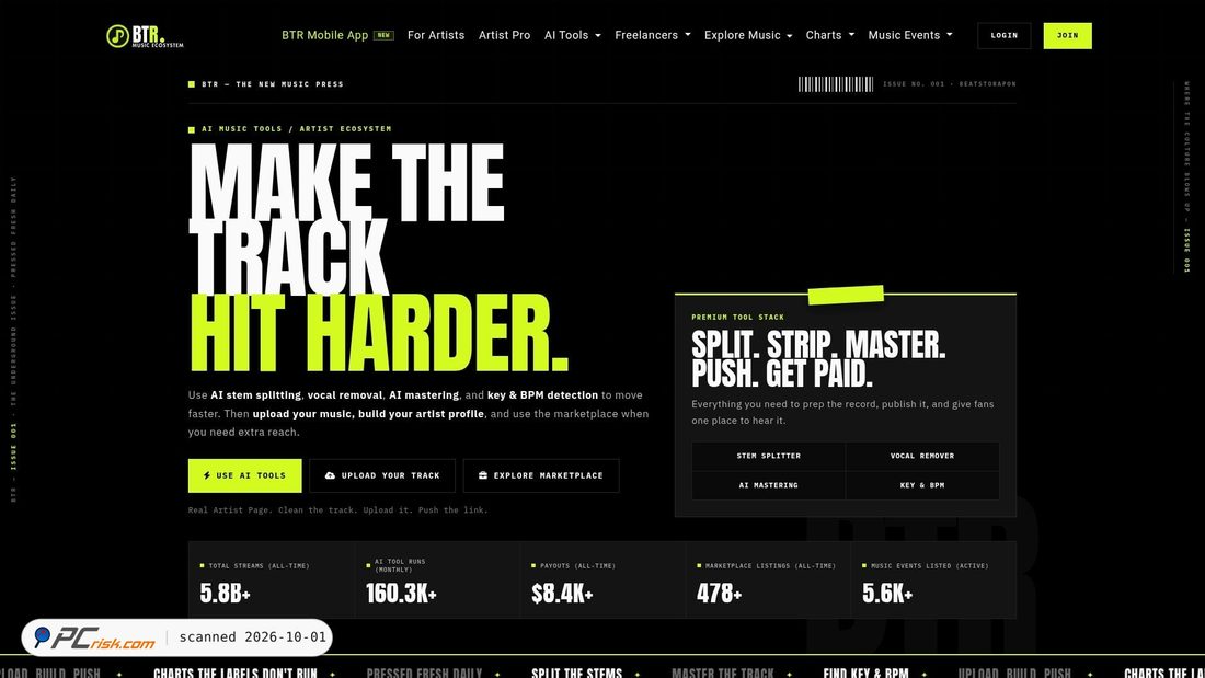Screenshot of btr.ink
