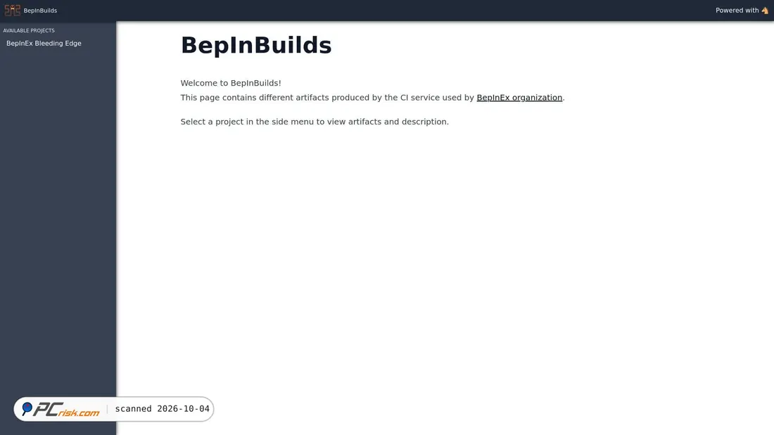 Screenshot of builds.bepinex.dev