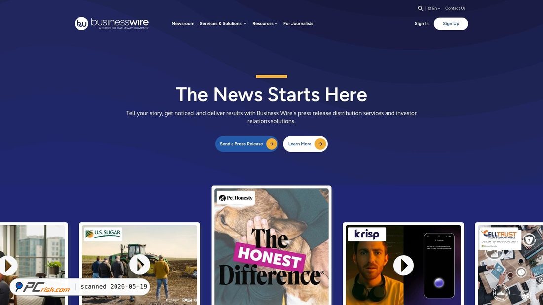 Screenshot von businesswire.com