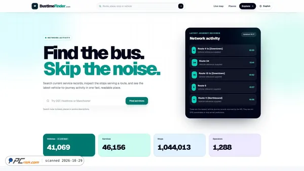 Captura de bustimefinder.com