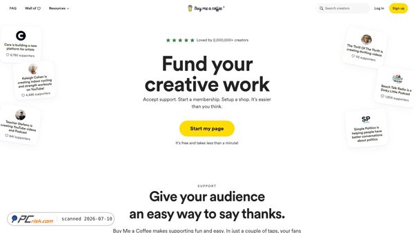 buymeacoffee.com screenshot