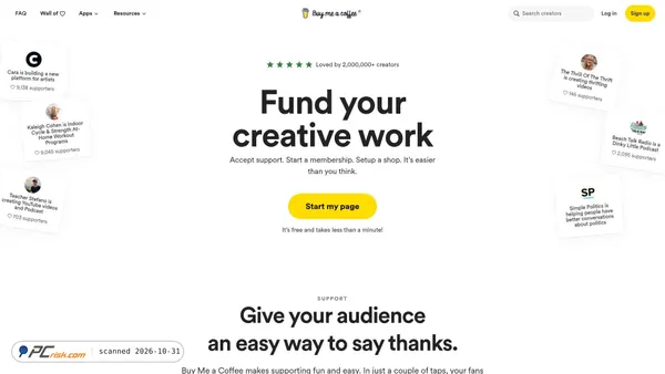 buymeacoffee.com screenshot