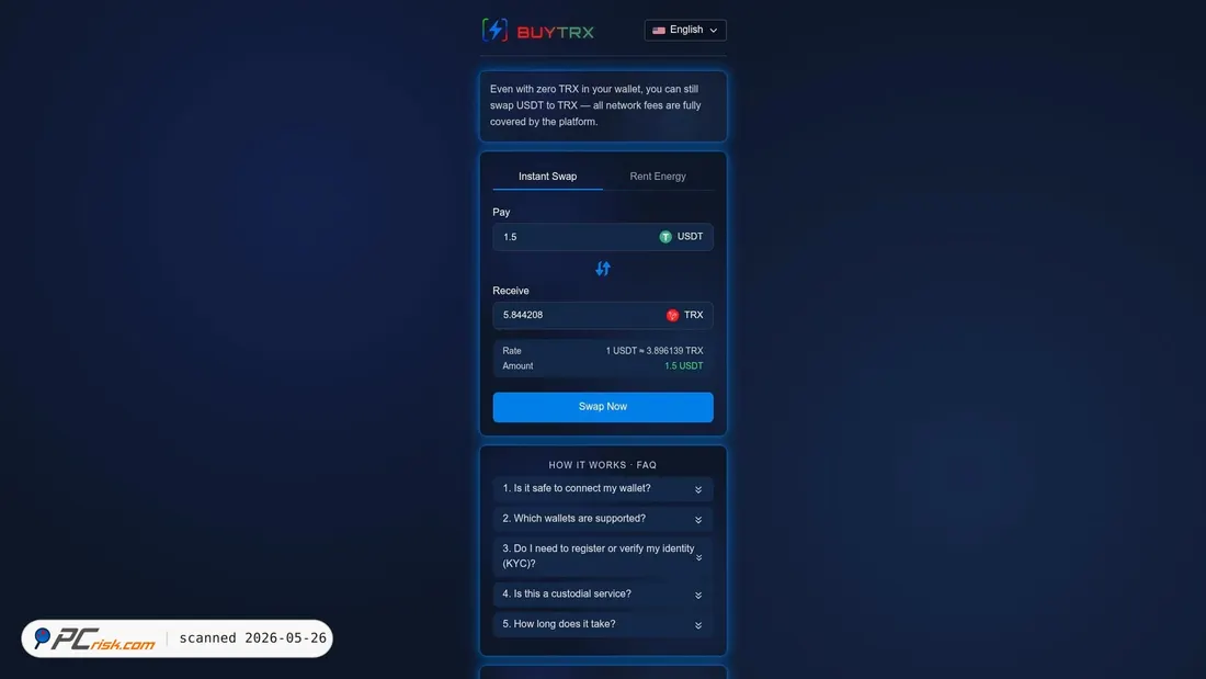 Screenshot of buytrx.bet