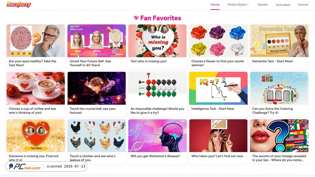 Screenshot of buzzfuzzy.com