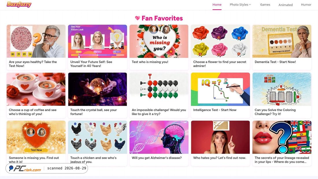 Screenshot von buzzfuzzy.com