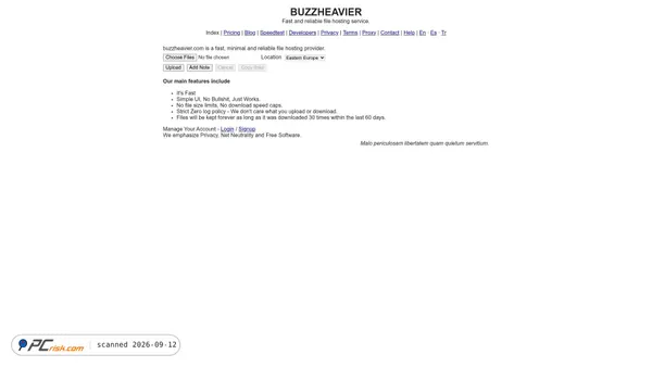 Screenshot di buzzheavier.com