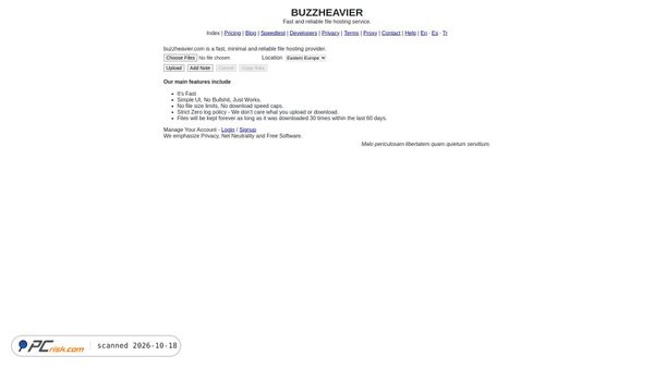 Zrzut ekranu buzzheavier.com