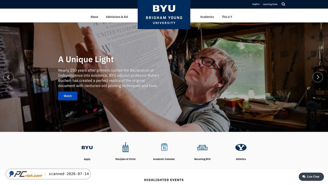 Screenshot of byu.edu