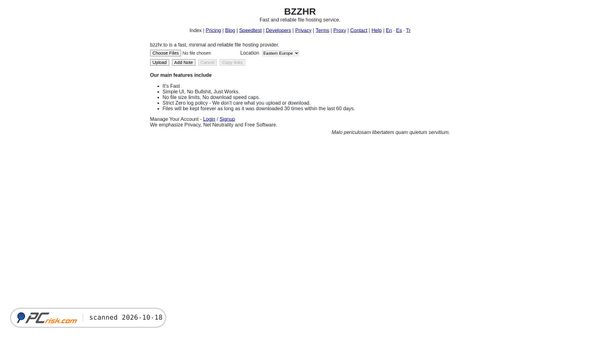 Screenshot di bzzhr.to