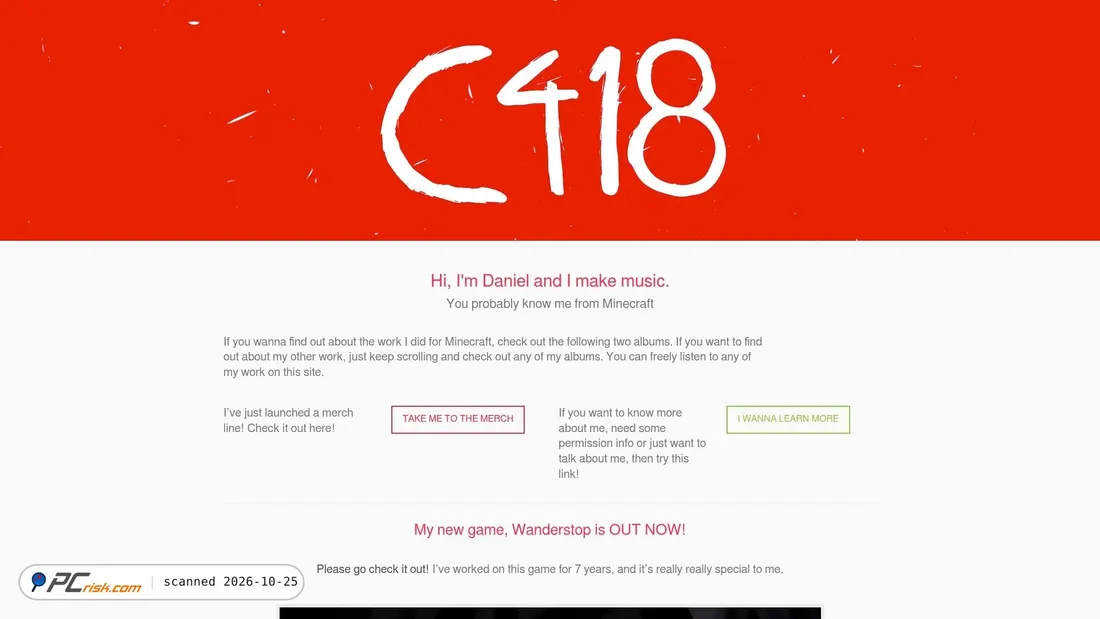 Capture d’écran de c418.org