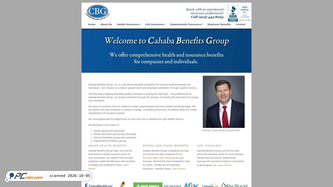 Captura de ecrã de cahababenefitsgroup.com