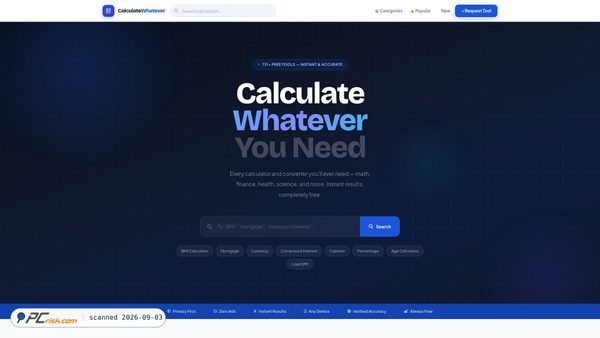 Captura de ecrã de calculatewhatever.com