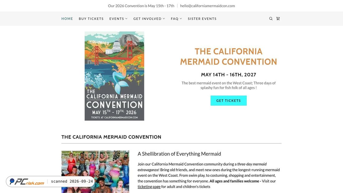 Captura de ecrã de californiamermaidcon.com
