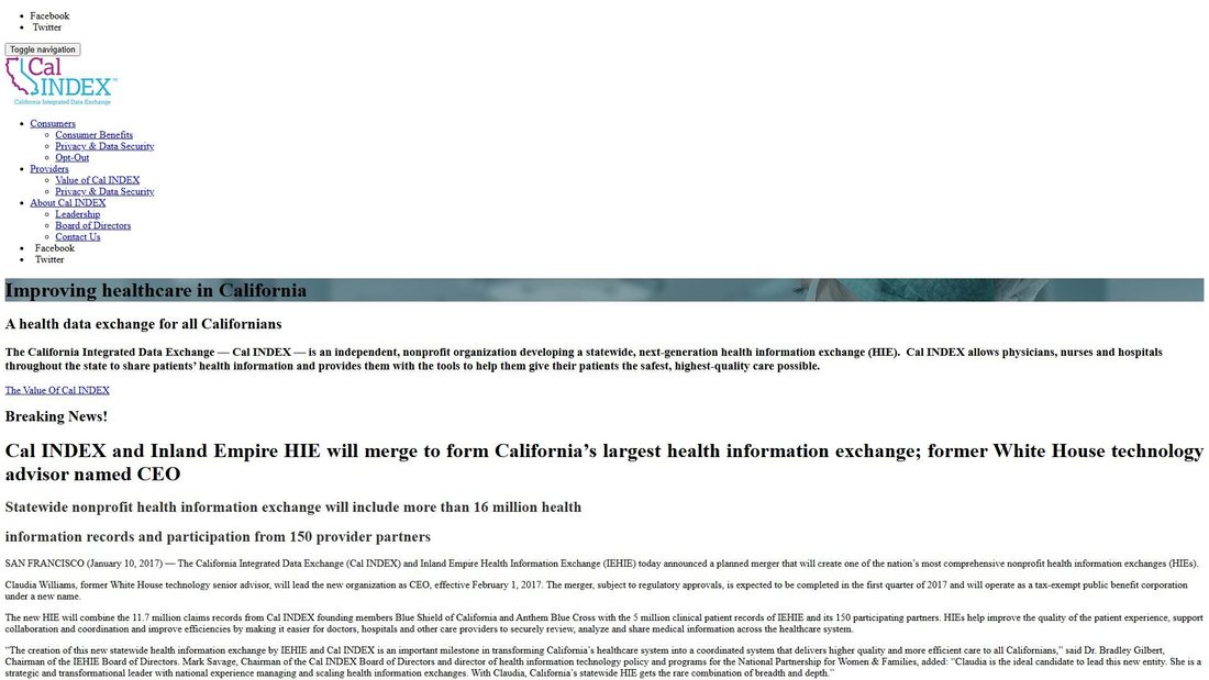 Captura de pantalla de calindex.org