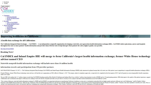 Captura de ecrã de calindex.org