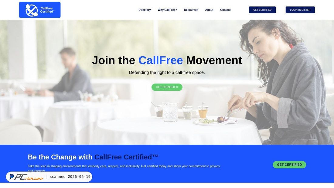 Screenshot di callfreecertified.com