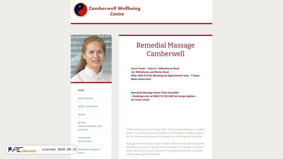 Captura de ecrã de camberwellwellbeingcentre.com.au