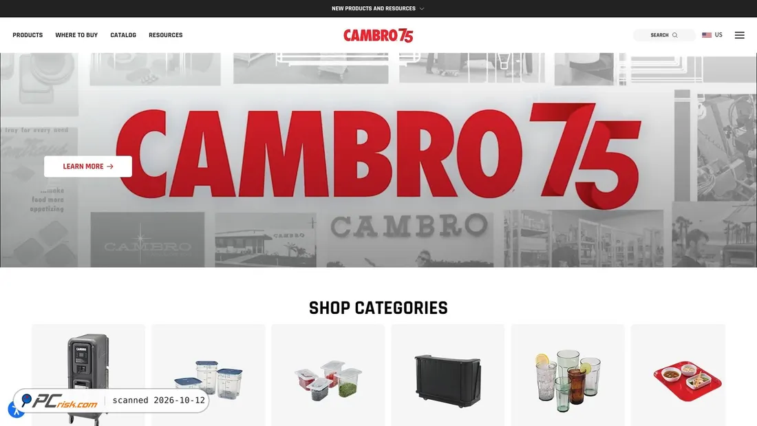 Screenshot of cambro.com