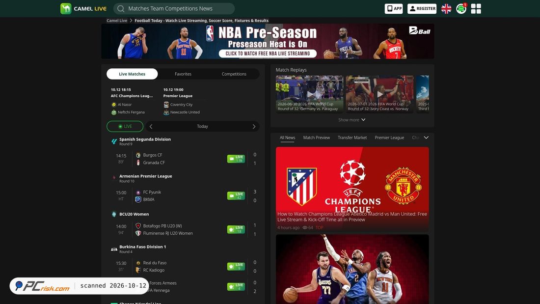 Screenshot van camel1.tv