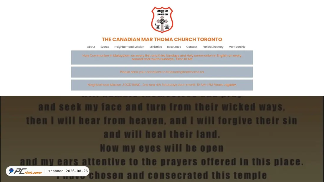 Screenshot of canadianmarthomachurch.com