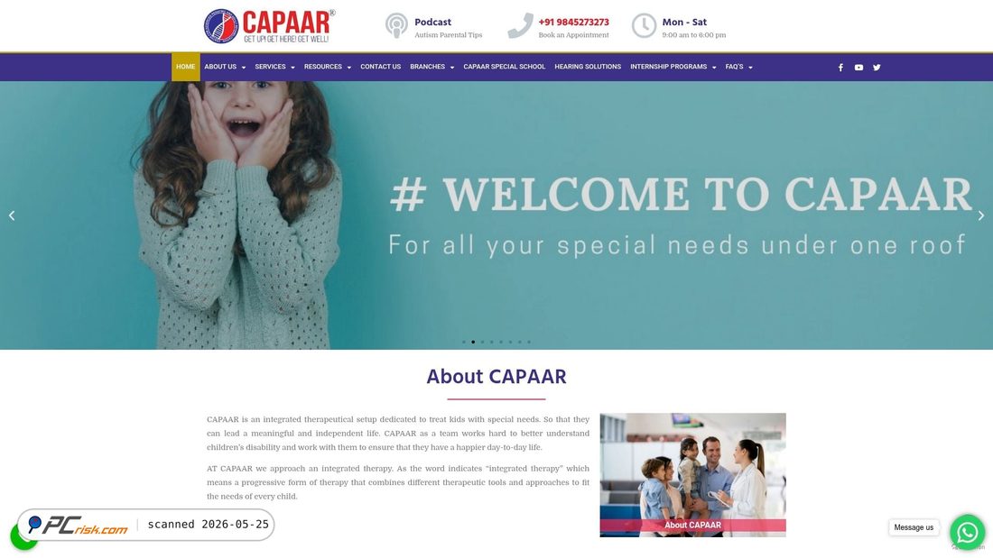 Capture d’écran de capaar4autism.com