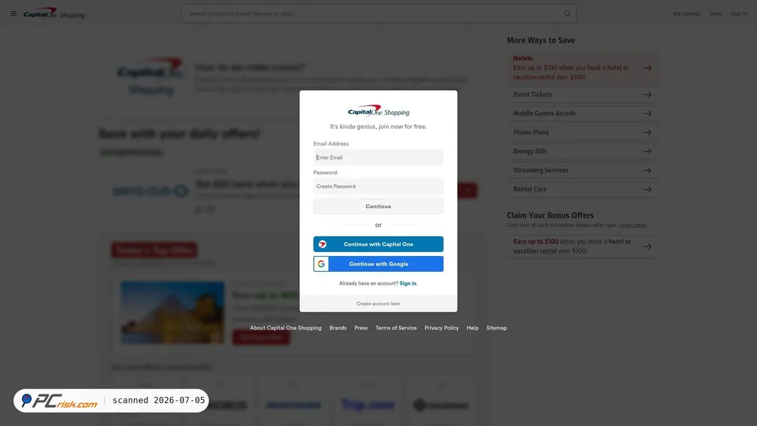 Screenshot of capitaloneshopping.com