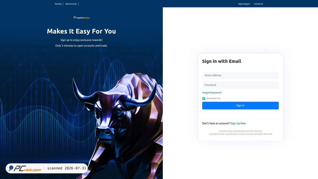 Screenshot of capitalzodiac.com